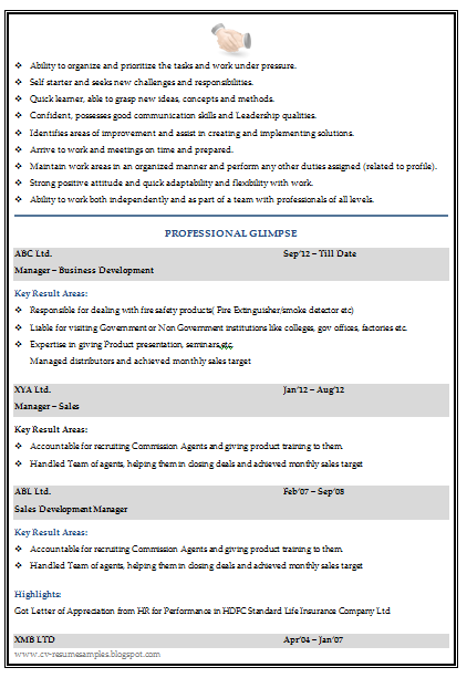Resume for sales marketing